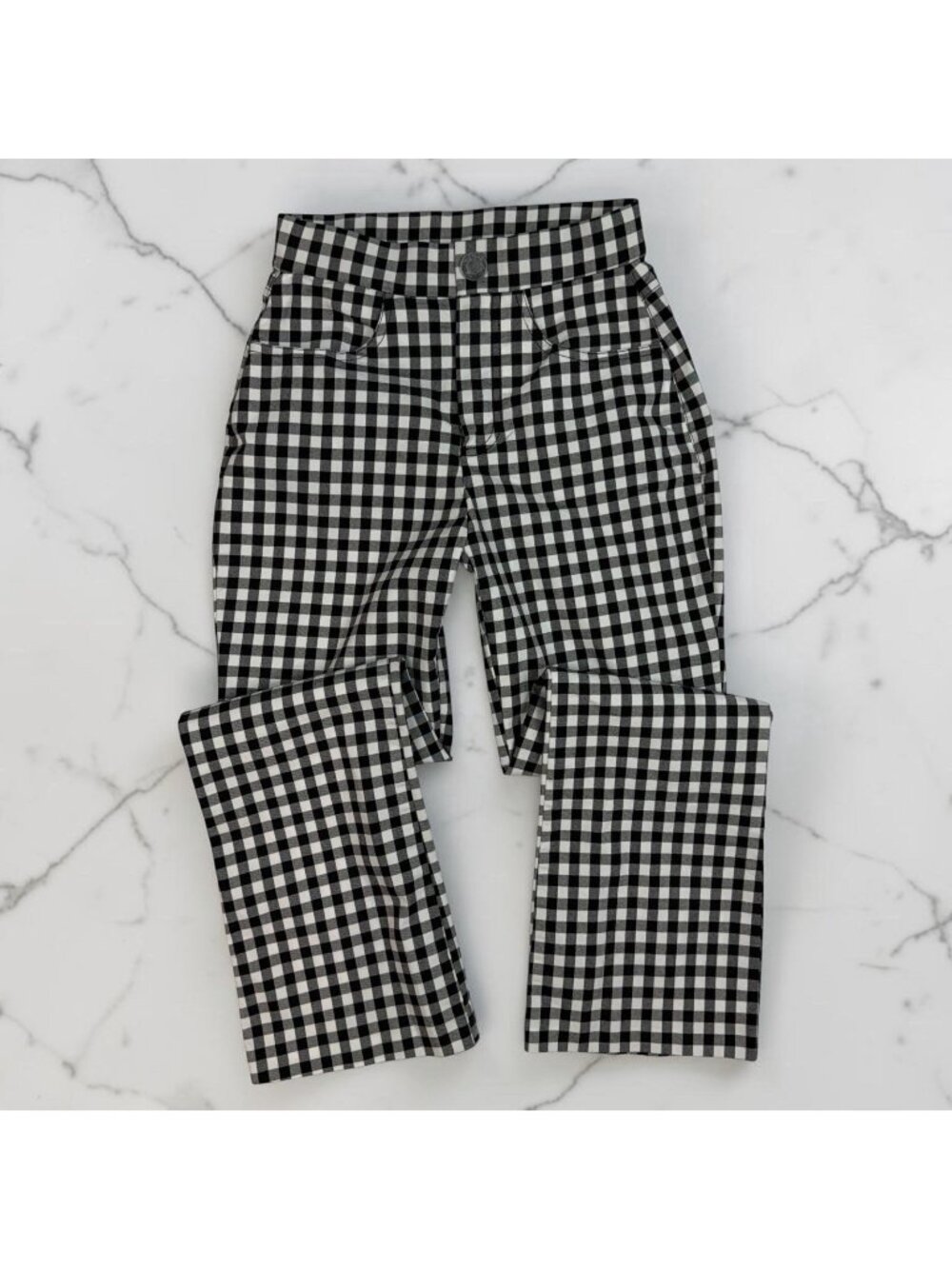 Free People Kick Crop Pants Size XS Gingham Plaid Black White OB1157632